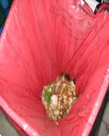 A red garbage bag with a hole in it

AI-generated content may be incorrect.